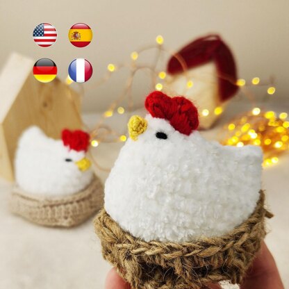 Mini plush chicken in basket