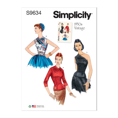 Simplicity Misses' Vintage Blouses and Cummerbund S9634 - Sewing Pattern