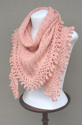 Peach Pom-Pom Shawl