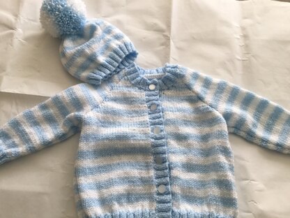 Baby boy cardigan and hat