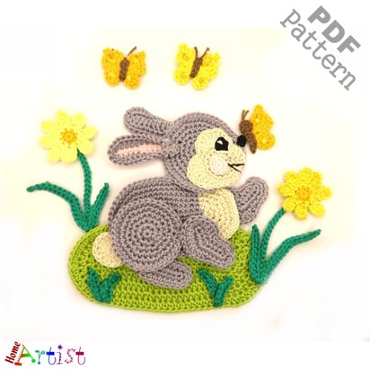 Easter bunny crochet applique pattern