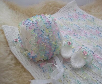 Pattern #41 Lace Blanket, Bonnet & Mittens