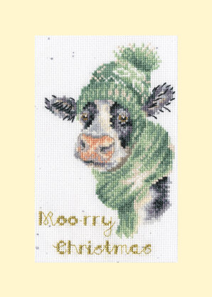 Bothy Threads Moo-rry Christmas Cross Stitch Kit - 10 x 16cm