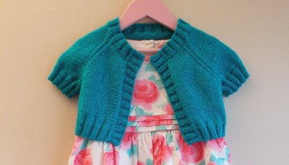 Turquoise Sparkle Girl's Short Cardigan  / Shrug