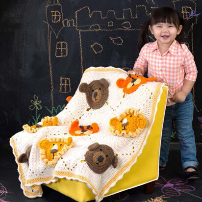 Lions and Tigers and Bears Blanket in Red Heart Super Saver Economy Solids - LW4684 - Downloadable PDF