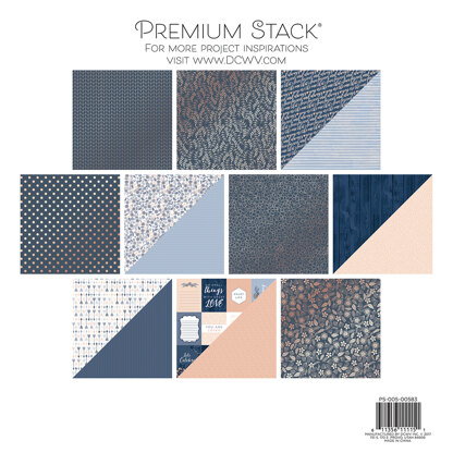 American Crafts DCWV Double-Sided Cardstock Stack 12"X12" 20/Pkg - Indigo Kraft & Rose Gold, 10 Des/2 Each