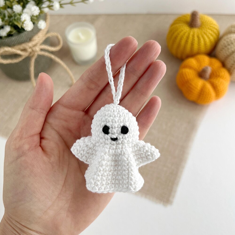 Crochet ghost pattern no sew Amigurumi ghost keychain charm