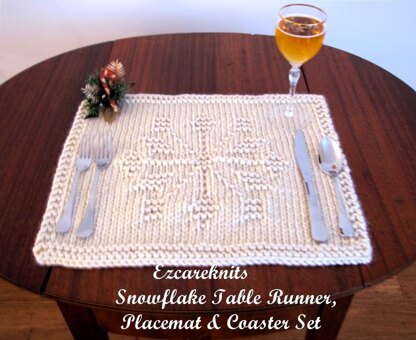 Snowflake Table Runner, Placemat, Coaster Set