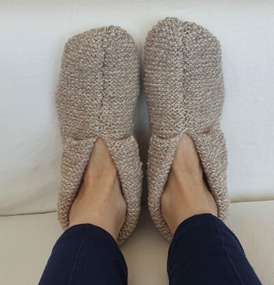 Storm - 8ply garter stitch slippers with cuff