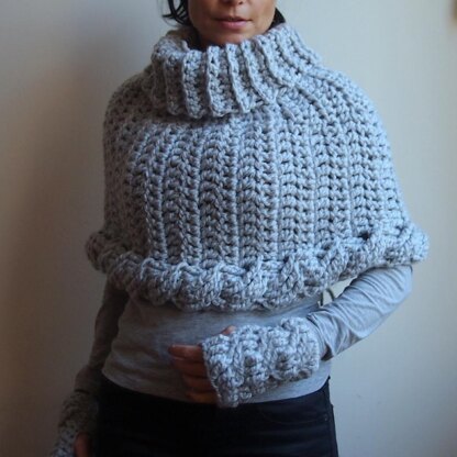 Very Winter Cable crochet poncho cape