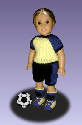 Doll clothes pattern.(knit) Fits American Girl Doll. Soccer Set 023