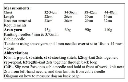 Dog Coat Jumper Knitting Pattern #650