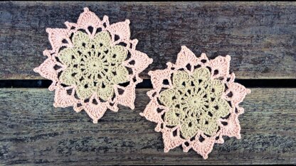Two Color Flower Coaster Written Pattern