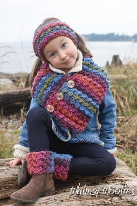 Button Wrap Scarf with Headband & Boot Cuffs