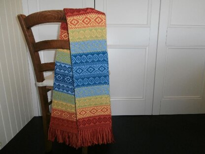 Rainbow double-knitted scarf and stranded colourwork hat
