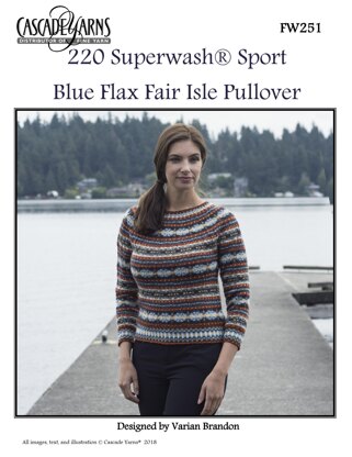 Blue Flax Fair Isle Pullover in Cascade Yarns 220 Superwash® Sport - FW251 - Downloadable PDF