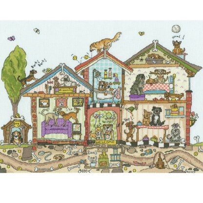 Bothy Threads Pooch Palace Cross Stitch Kit - 35 x 26cm