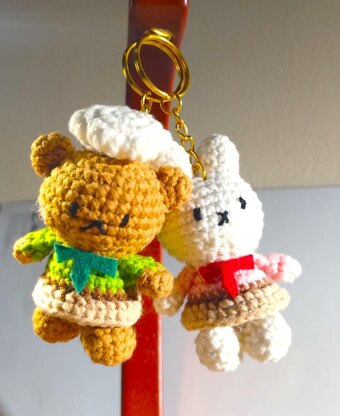 Mini Miffy Bunny & Boris Bear Keychain Crochet Pattern Bundle| Amigurumi Animal Set| Beginner Friendly PDF