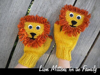 Lion Mittens for the Family