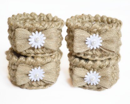 Jute twine crochet baskets. Small wedding baskets. Table decor. Candy baskets. Easter egg baskets