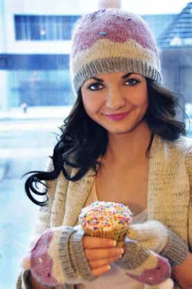 Sweeter Than a Cupcake Hat and Fingerless Mitten Set in Girls and Adult Sizes