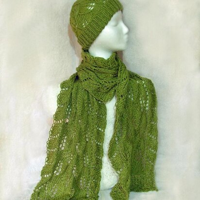 Chele Lace Hat & Scarf set - knitting pattern