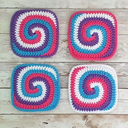 Purple, Turquoise & Pink spiral coasters