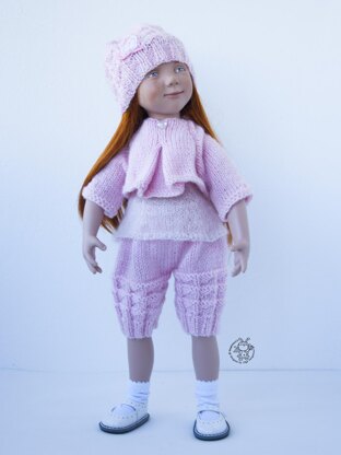 Pink dream outfit knitting flat for 18 in doll