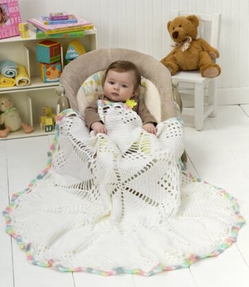 Doily Baby Blanket in Red Heart Soft Baby Steps Solids - LW2487