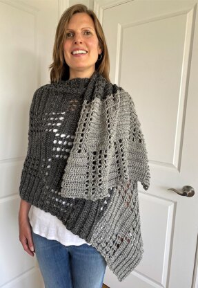 Checkerboard Wrap Shawl: Easy Crochet Shawl Pattern