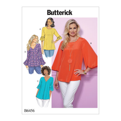 Butterick Tulpen- oder Rüschenärmel-Tops für Damen B6456 - Schnittmuster