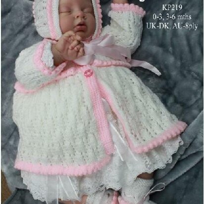 Knitting Pattern baby jacket, hat & booties UK & USA Terms #219