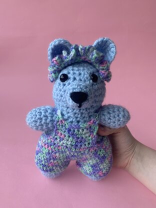 Crochet Blue Bear with Dungarees