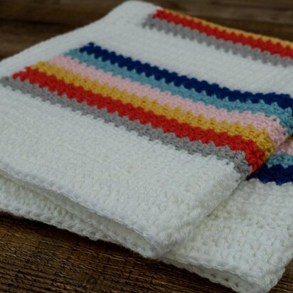 Boho Rainbow Mesh Stitch Crochet Blanket