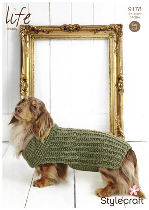 Ribbed Dog Coat in Stylecraft Life Chunky - 9178