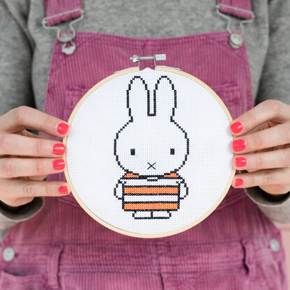 Cotton Clara Miffy Cross-Stitch Kits - Orange + White Cross Stitch Kit - 15cm