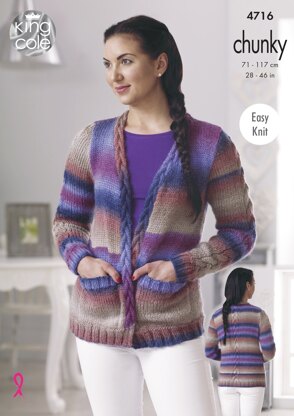 Cardigan & Waistcoat in King Cole Riot Chunky - 4716 - Downloadable PDF