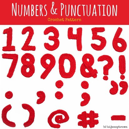 Numbers & Punctuation Crochet Motifs Pattern