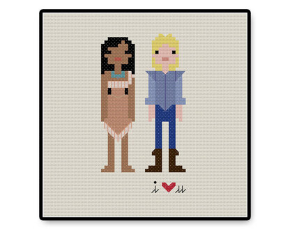 Pocahontas and John Smith In Love - PDF Cross Stitch Pattern