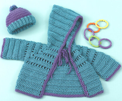 Baby Hoodie & Hat in Caron Simply Soft Brites - Downloadable PDF