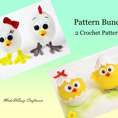 Little Chicks. Crochet Amigurumi Chicken. Farm Animals. Pattern Bundle