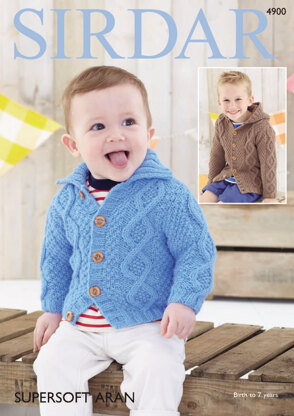 Baby Boy's & Boy's Cardigans in Sirdar Supersoft Aran - 4900 - Downloadable PDF