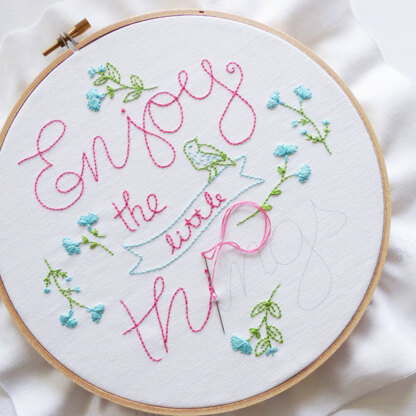 Tamar Enjoy The Little Things Printed Embroidery Kit - 8in