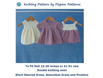 Dolls Dresses Knitting Pattern (no 122) to fit 16, 18, 20 inch or 41, 46, 51 cms doll