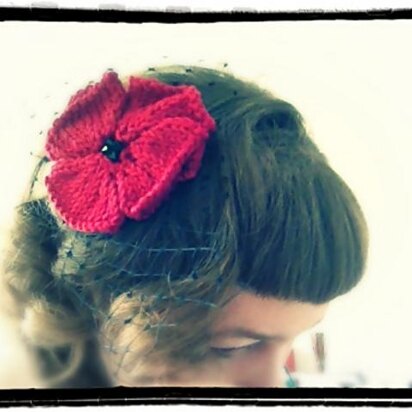 Knitted Poppy Fascinator