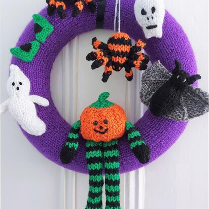 Halloween Wreath with Pumpkin Ghost Bat & Spider Decoration LH013