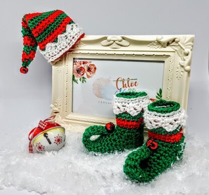 Mini Elf Crochet Christmas Hat and Boots