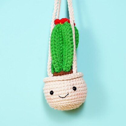 Red Cactus Flower Basket Car Hanging