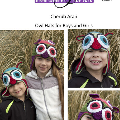 Owl Hats for Boys and Girls in Cascade Cherub Aran - DK284 - Free PDF