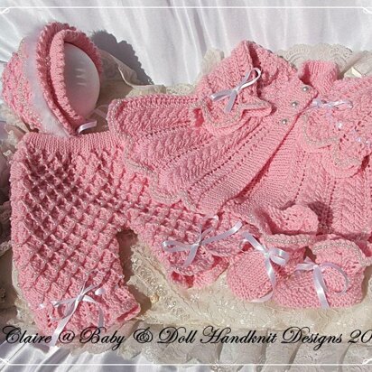 ‘Pearly Princess’ knitting pattern for 16-22” doll/newborn/0-3m baby